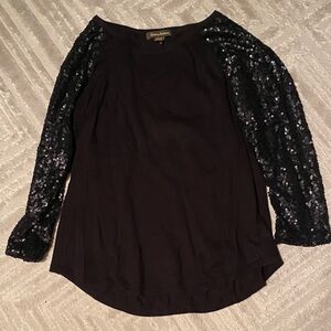 Tommy Bahama Black Sweater with Sequin Sleeves
